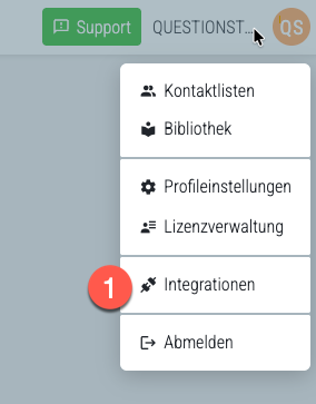 QUESTIONSTAR-Profilmenü — Integrationen