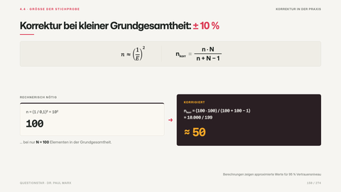 Korrektur bei kleiner Grundgesamtheit: ± 10 %